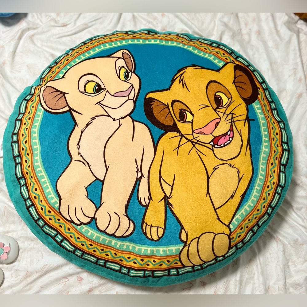 Vintage Disney Lion King Simba Nala 25" Oversized Round Throw Cushion